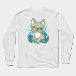 Bulldog and Flowers Long Sleeve T-Shirt